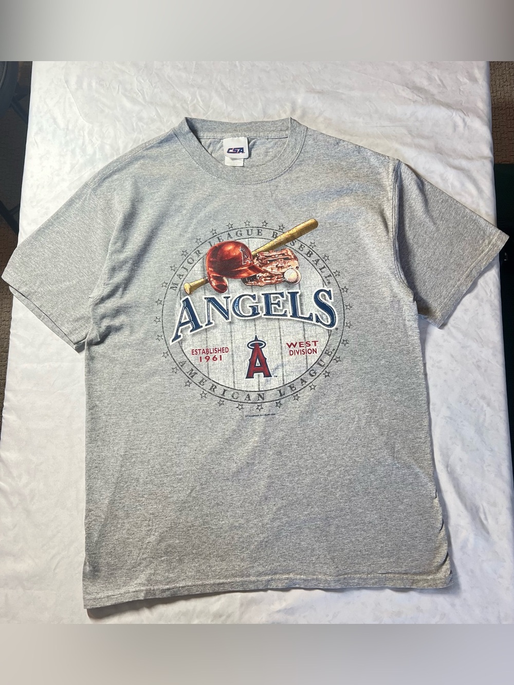 CSA MLB 2005 Los Angeles Angels Baseball T-Shirt, Gray, Medium